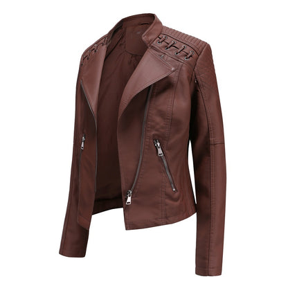 Size Spring Autumn Women Leather Jacket Women Short Jacket Slim Thin Leather Coat Ladies Motorcycle Clothing