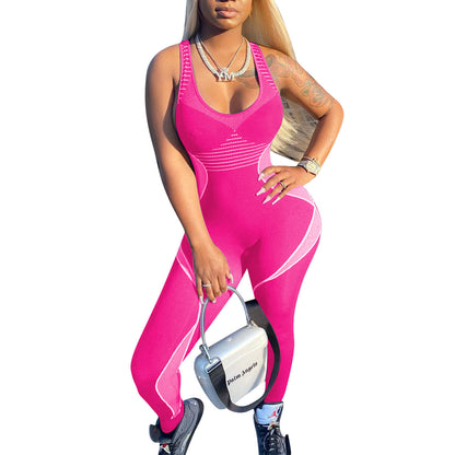 Women Clothing Fitness Sports Tight Jumpsuit