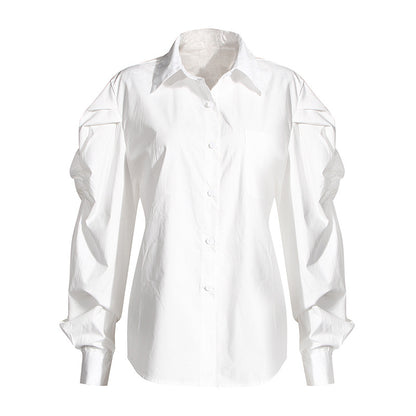 Two Piece Set Short Irregular Asymmetric Denim Vest Puff Sleeve Shirt Loose Set Criss Cross Women