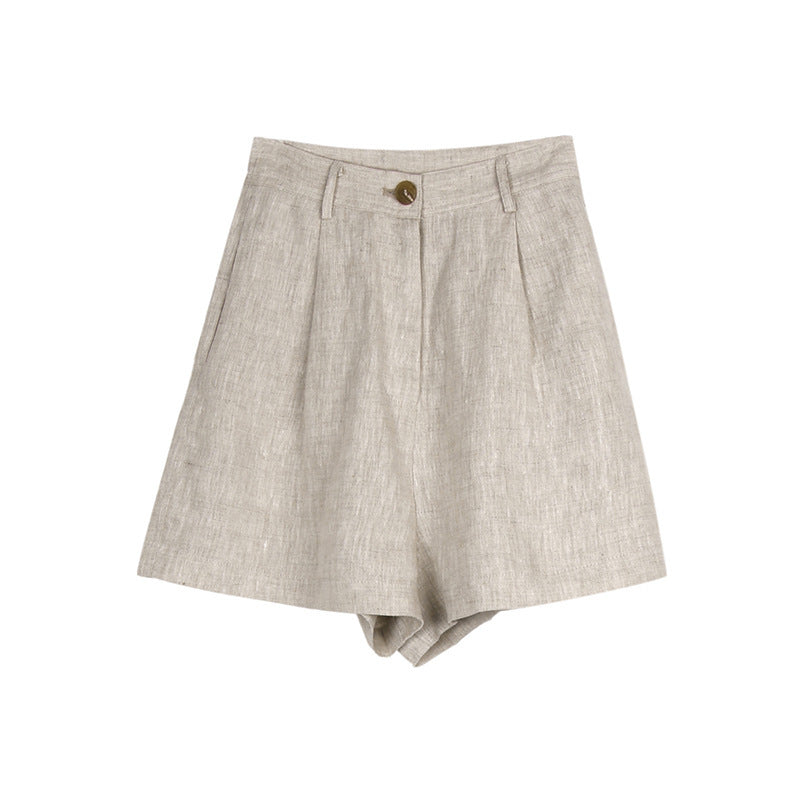 Cotton Linen Shorts Women Summer Slimming Linen Cotton Niche Breathable Wide Leg High Waist Casual Pants