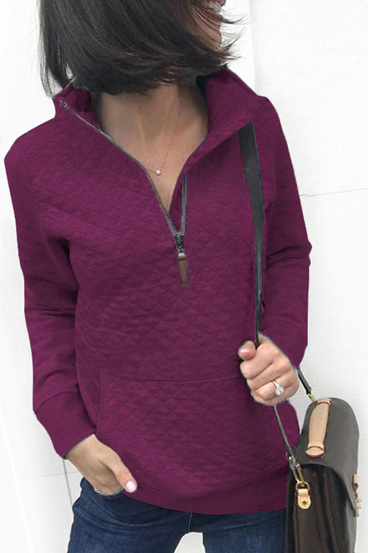 Autumn Winter Pocket Long-Sleeve Zipper Women Top Sweater