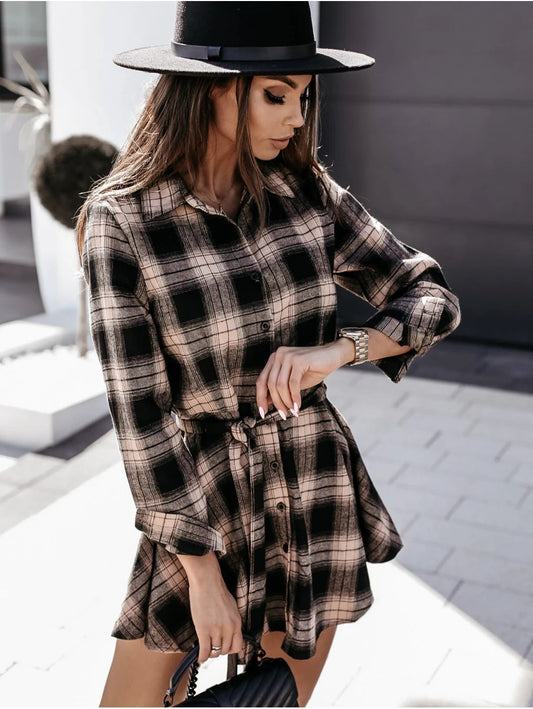 Fall Winter Sexy Print Shirt  Dress Women