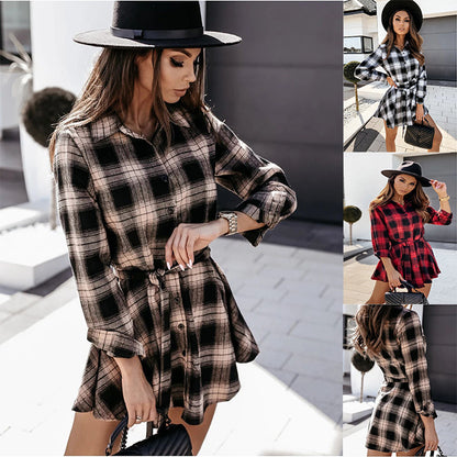 Fall Winter Sexy Print Shirt  Dress Women