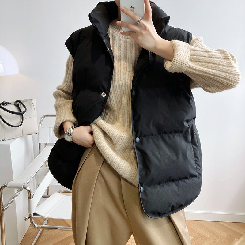 Korean down Cotton Vest Women Short Autumn Winter Loose Outer Wear Cotton Padded Jacket Vest Cotton Vest Coat