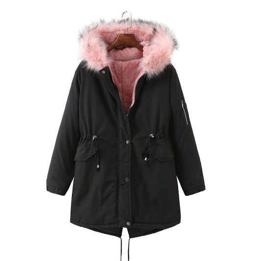 Winter Fleece-Lined Thickened -Size Cotton-Padded Coat Plus Size