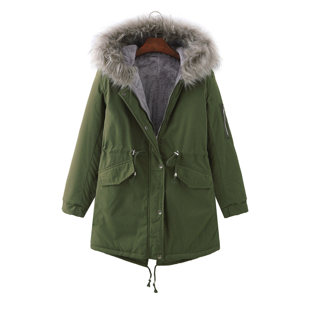 Winter Fleece-Lined Thickened -Size Cotton-Padded Coat Plus Size