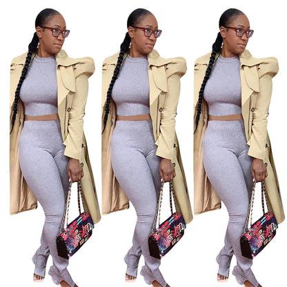 Women Clothing All-Match Casual Long Trench Coat Women Clothing