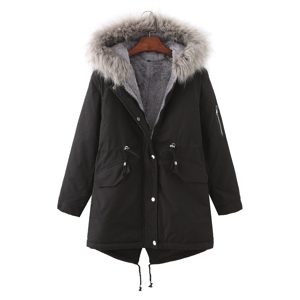 Winter Fleece-Lined Thickened -Size Cotton-Padded Coat Plus Size