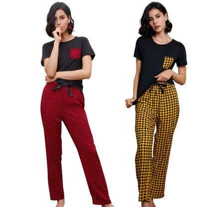 Summer Ladies Pajamas Suit Home Wear Two-Piece Set Women