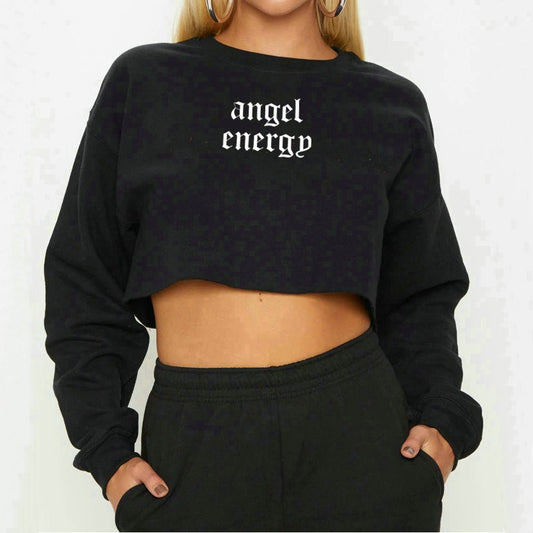 Women Clothing Angel Letter Graphic Printed Long Sleeve Short Women Sweater