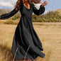 Women's solid Color Elegant Long Sleeve Dress