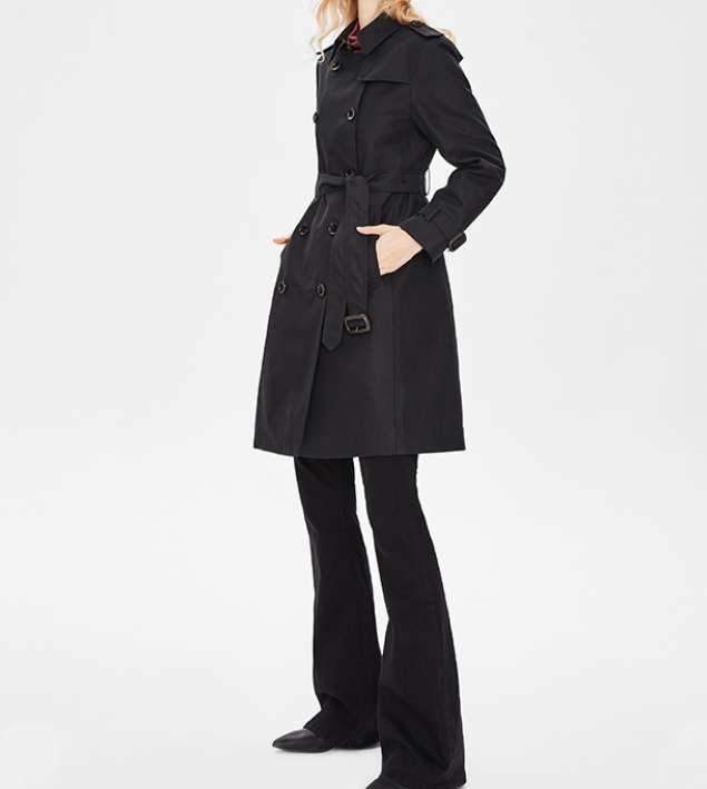 Clothing Women Mid-Length Double-Breasted Khaki British Coat Women Autumn Winter Women Clothing Plus Size