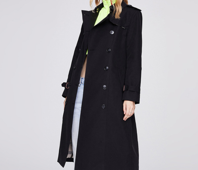 Autumn Trench Coat Women Long Trench Coat Popular Slim Fit Solid Color Non-Wrinkle Coat