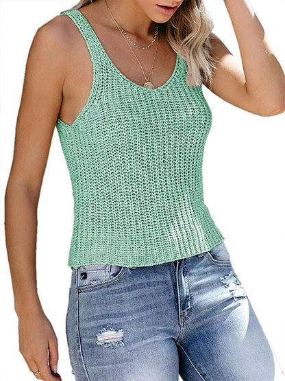 New Solid Color Fashion Camisole Home Ice Silk Knitted Women