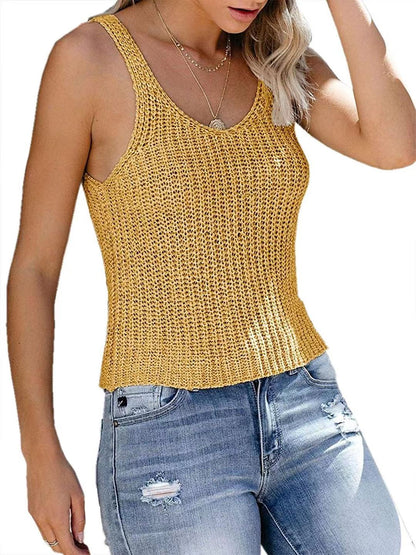 New Solid Color Fashion Camisole Home Ice Silk Knitted Women