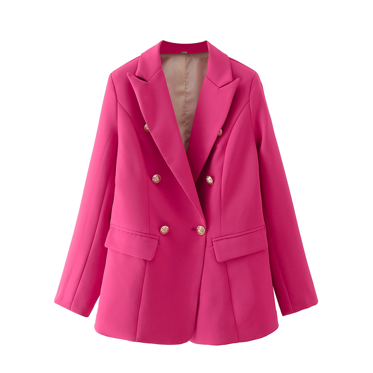 French Retro Spring Women Clothing Slimming Casual Candy Color Metal Buckle Blazer