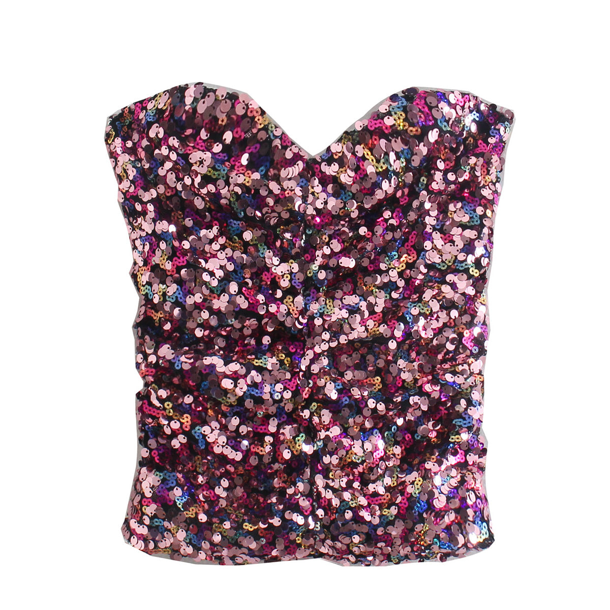 Summer Women Clothing Slim-Fit Sequined Short Top Tube Top