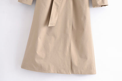 Fall Classic Double-Breasted Large Collared Slimming Extended Trench Coat