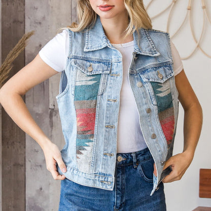 Stitching Denim Vest Women Vest Jacket