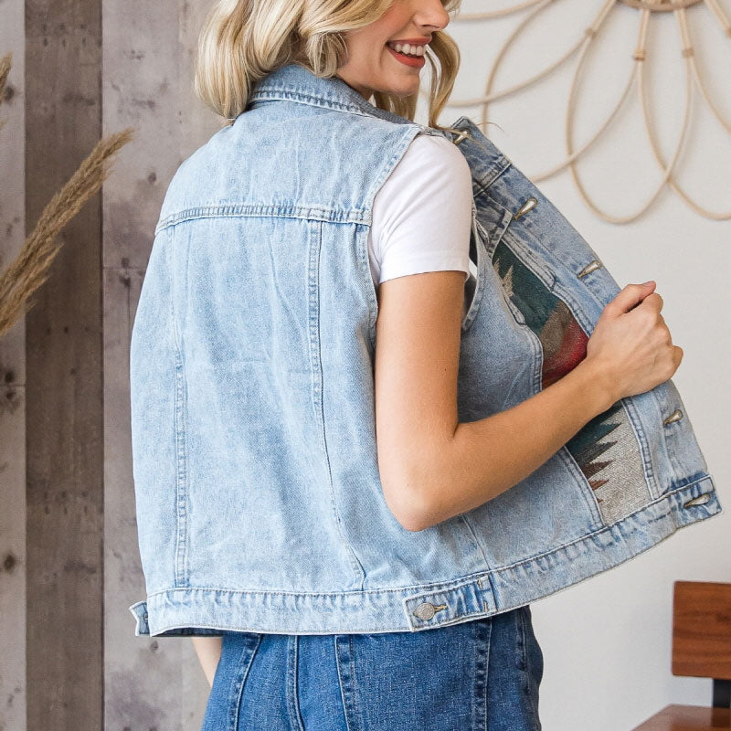 Stitching Denim Vest Women Vest Jacket