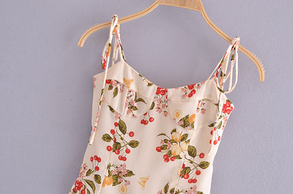 Autumn Pullover Tube Top Elastic Fold Floral Printed Backless Strap Top