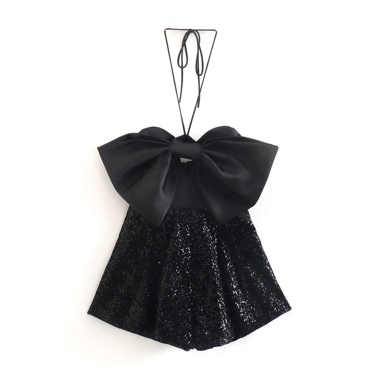 3D Bowknot Spring Summer Women Sequined Bow Cinched Sleeveless Suspender Slimming Suit Romper