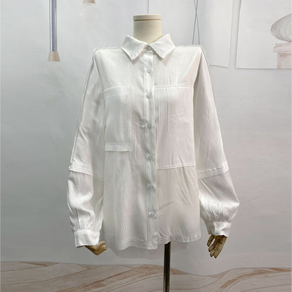 New Popular Women Shirt Spring Summer Long Sleeves Elegant Slim-Fit Long-Sleeved White Shirt