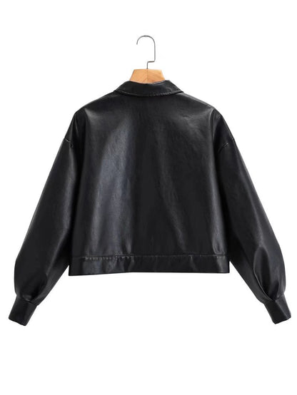 New Leather Coat Coat Women Short Spring Autumn Fashion Leather Coat Casual Loose Motorcycle Jacket