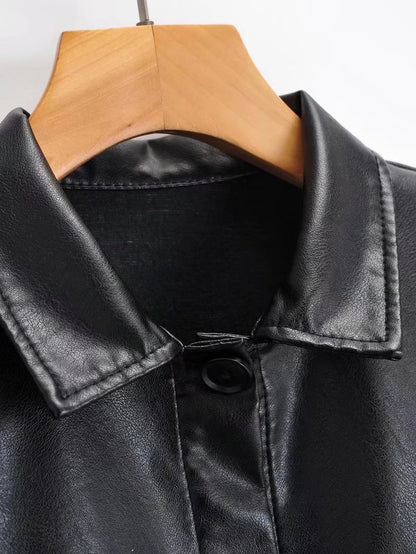 New Leather Coat Coat Women Short Spring Autumn Fashion Leather Coat Casual Loose Motorcycle Jacket