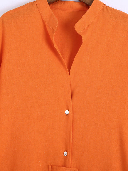 Spring Women Clothing Stand-up Collar Long-Sleeved Button Shirt Women