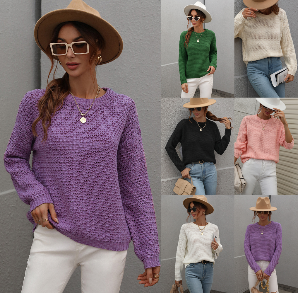 Autumn Winter Bottoming round Neck Knitwear Women round Neck All-Matching Loose Sweater Women