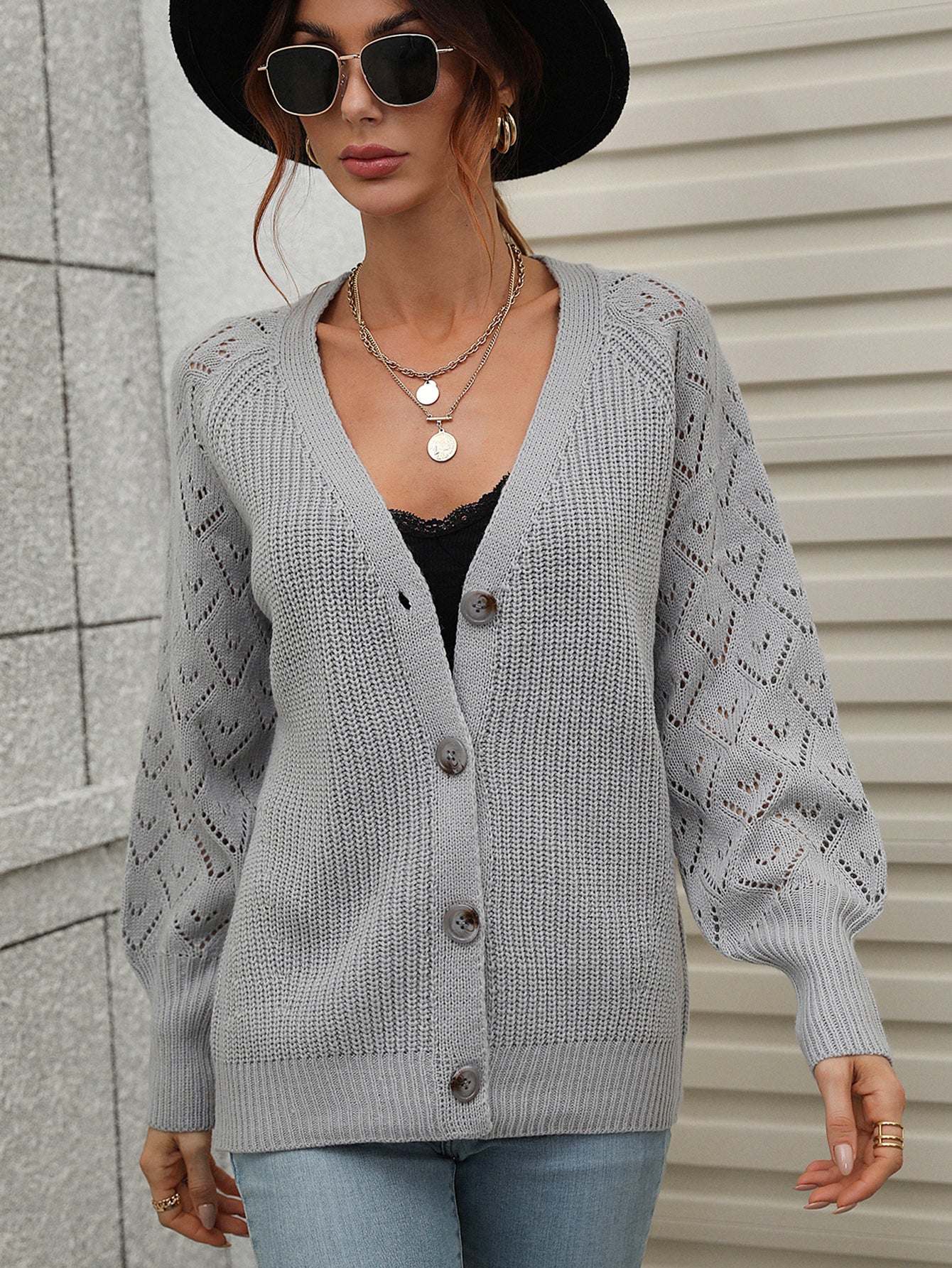 Winter Single-Breasted Solid Color Knitted Women Knitted Cardigan Loose Sweater Women