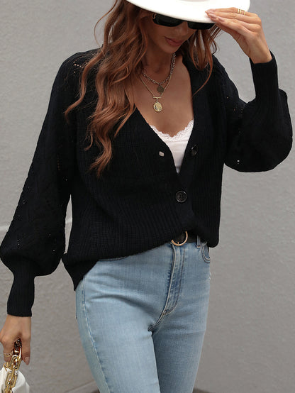 Winter Single-Breasted Solid Color Knitted Women Knitted Cardigan Loose Sweater Women