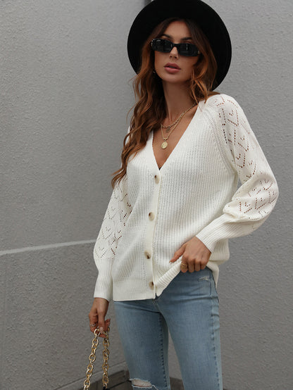 Winter Single-Breasted Solid Color Knitted Women Knitted Cardigan Loose Sweater Women