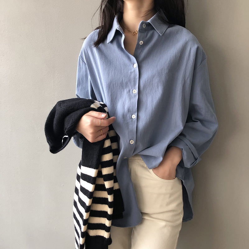 Simple Graceful Shirt Women Spring Loose Casual Shirt