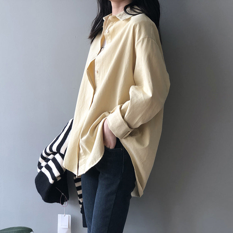 Simple Graceful Shirt Women Spring Loose Casual Shirt