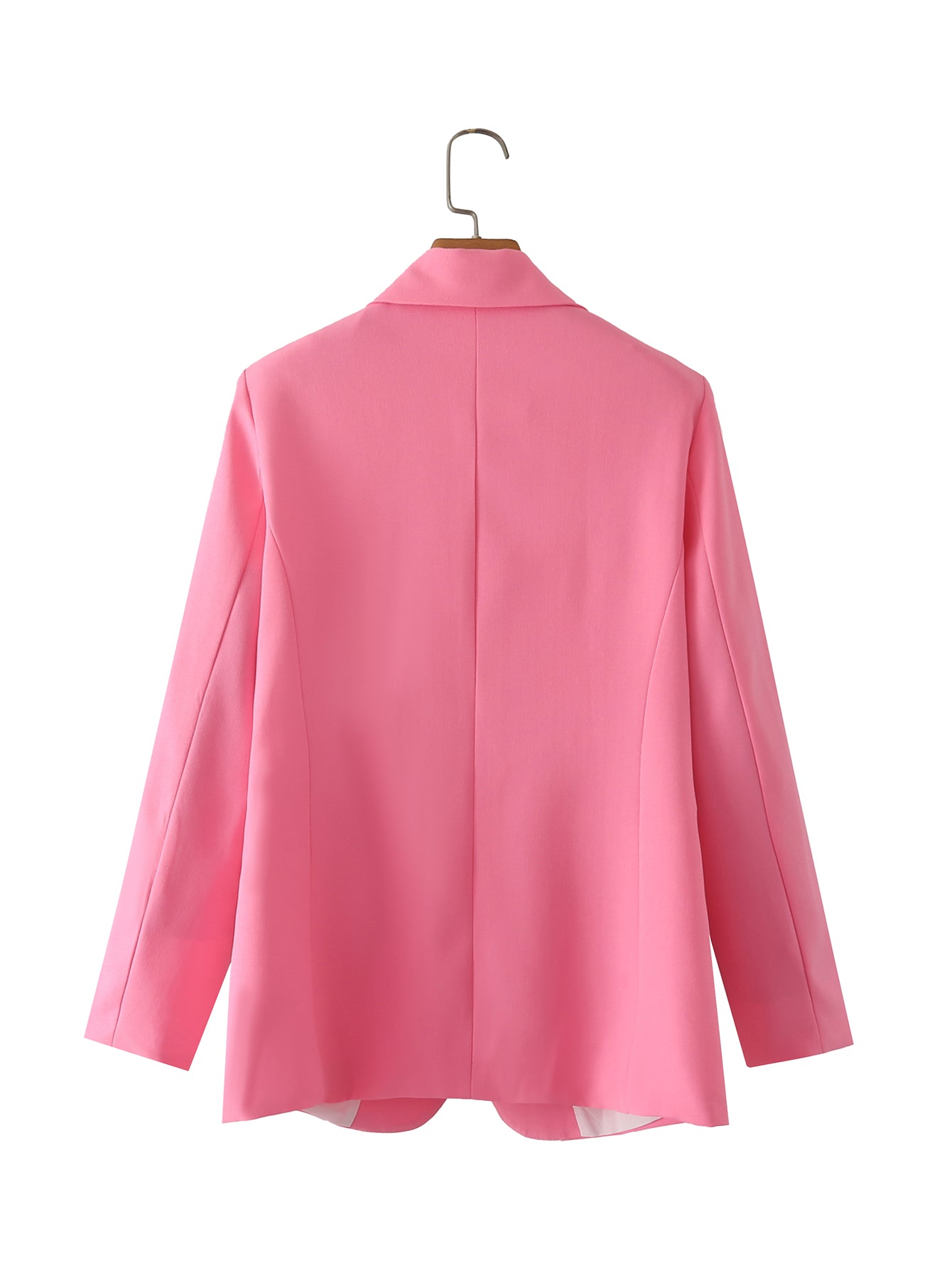 Spring Autumn Oblique Buckle Multi-Button Irregular Asymmetric Pink Blazer Women Sweet Loose Top