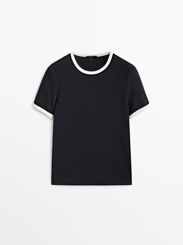 Women's Casual Color Block Short Sleeve T-Shirt