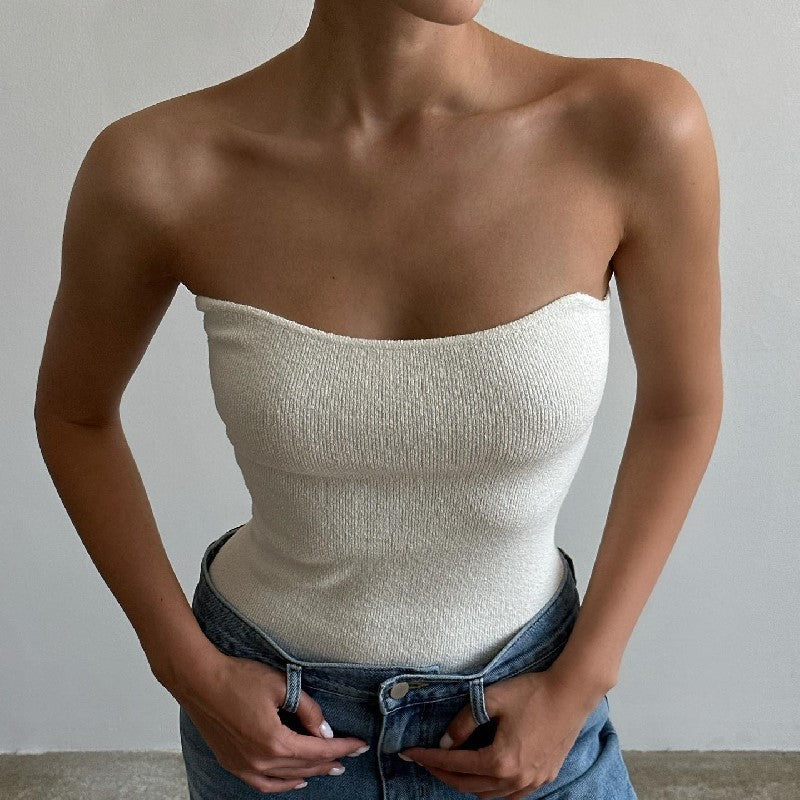 New ribbed knitted sexy pure lust tube top