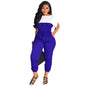 Slim Fit Waist Office Short Sleeve Color Matching Leggings Women Tapered Jumpsuit