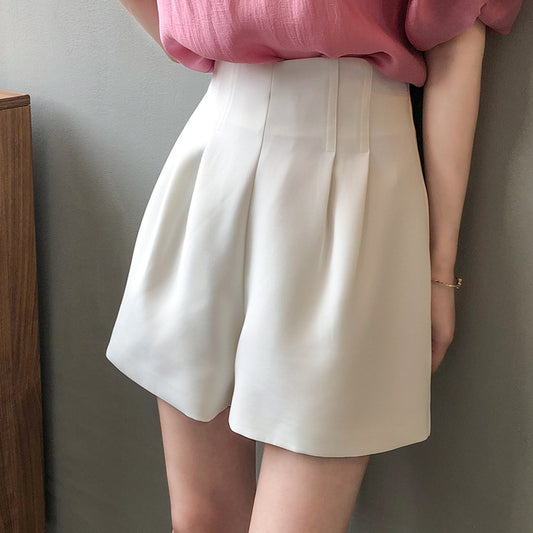 Double High Waist  Shorts for Women Summer Korean Preppy Wide Leg A line Pumpkin Pants