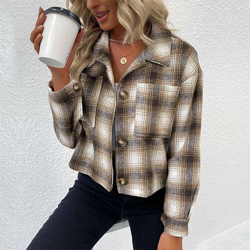 Autumn Winter Women Clothing Coat Plaid Shirt for Women