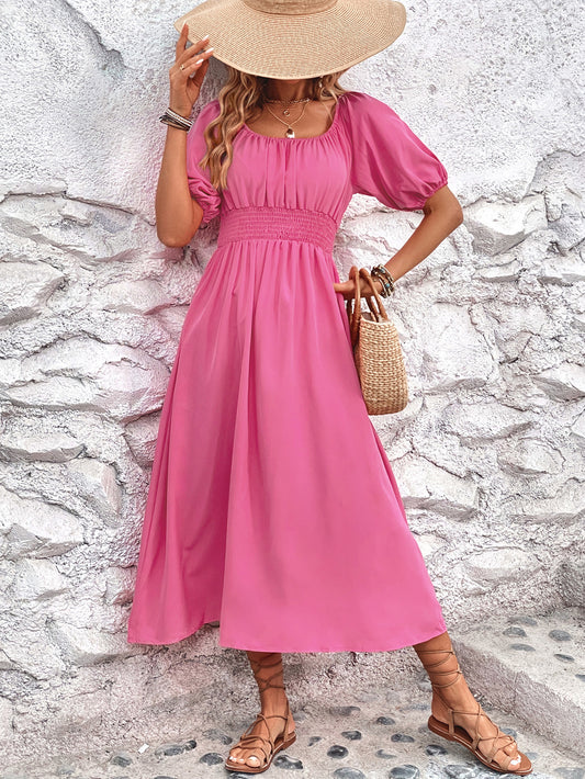 Women Clothing Puff Sleeve Square Collar Dress