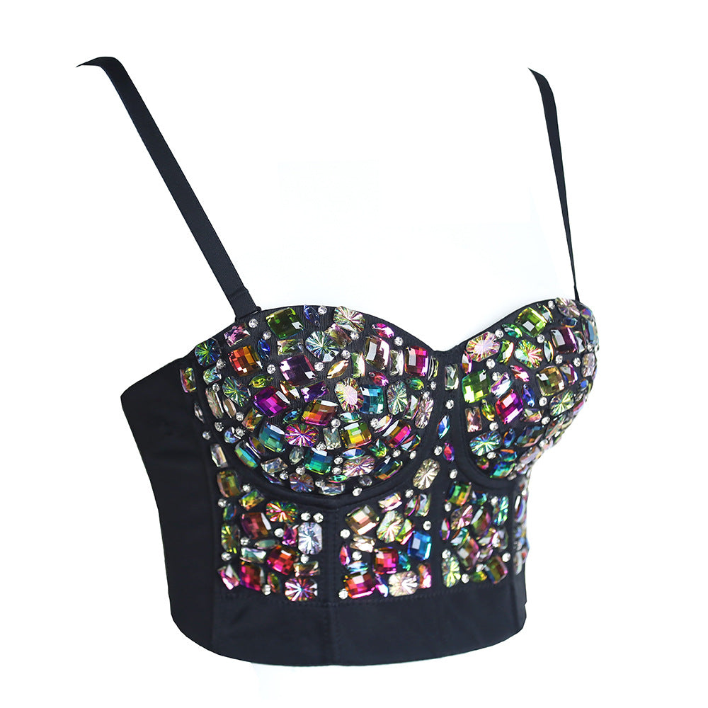 Beaded Tube Top Beauty Back Strap Women Variety Show Acrylic Diamond Performance Wear sexy Corset