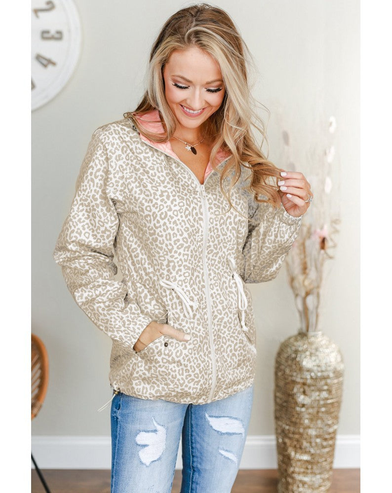 Autumn Shell Jacket Leopard Zipper Fleece Shirt Women Hooded Loose Women Sweater