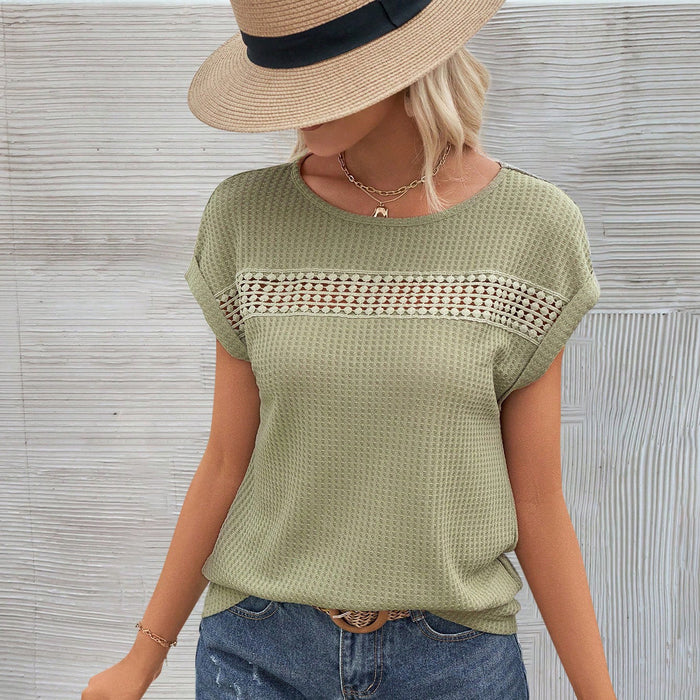 Women Clothing Summer Knitwear Women Three Quarter Sleeve Solid Color Knitted Top