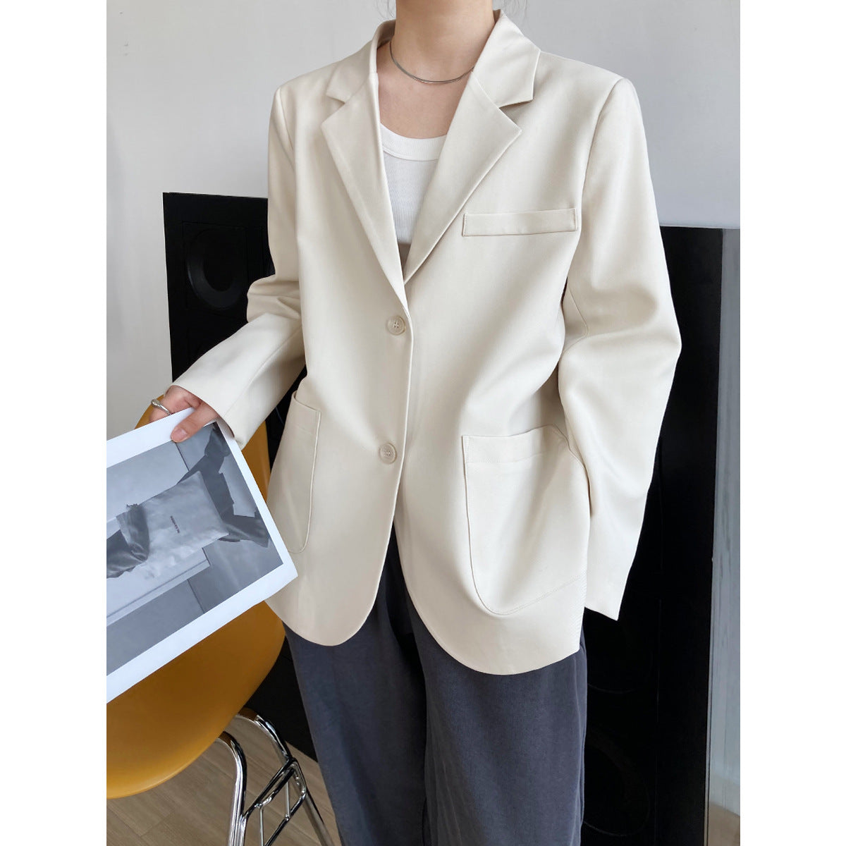 Full Korean Loose Long Sleeve Blazer Women Design Blazer Top Blazer