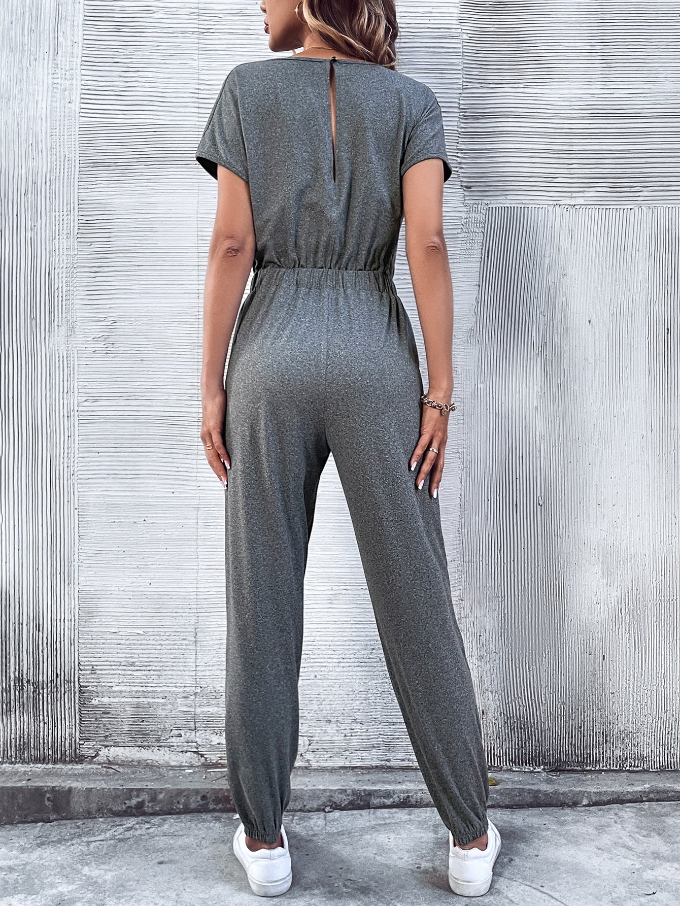 Women Clothing Casual Short Sleeved Wide Leg Jumpsuit