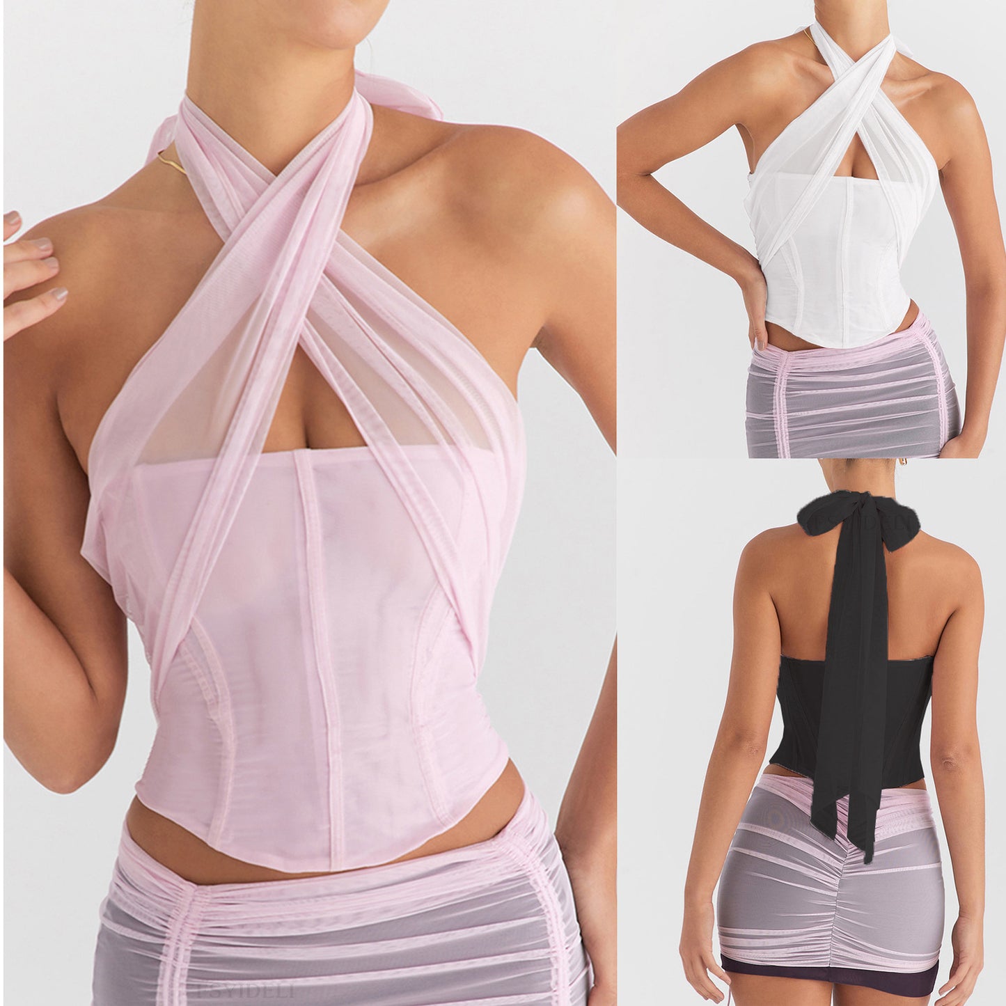 Summer Boning Corset Tank Top Cross Tied Slim Fit Sexy Sexy Top Women