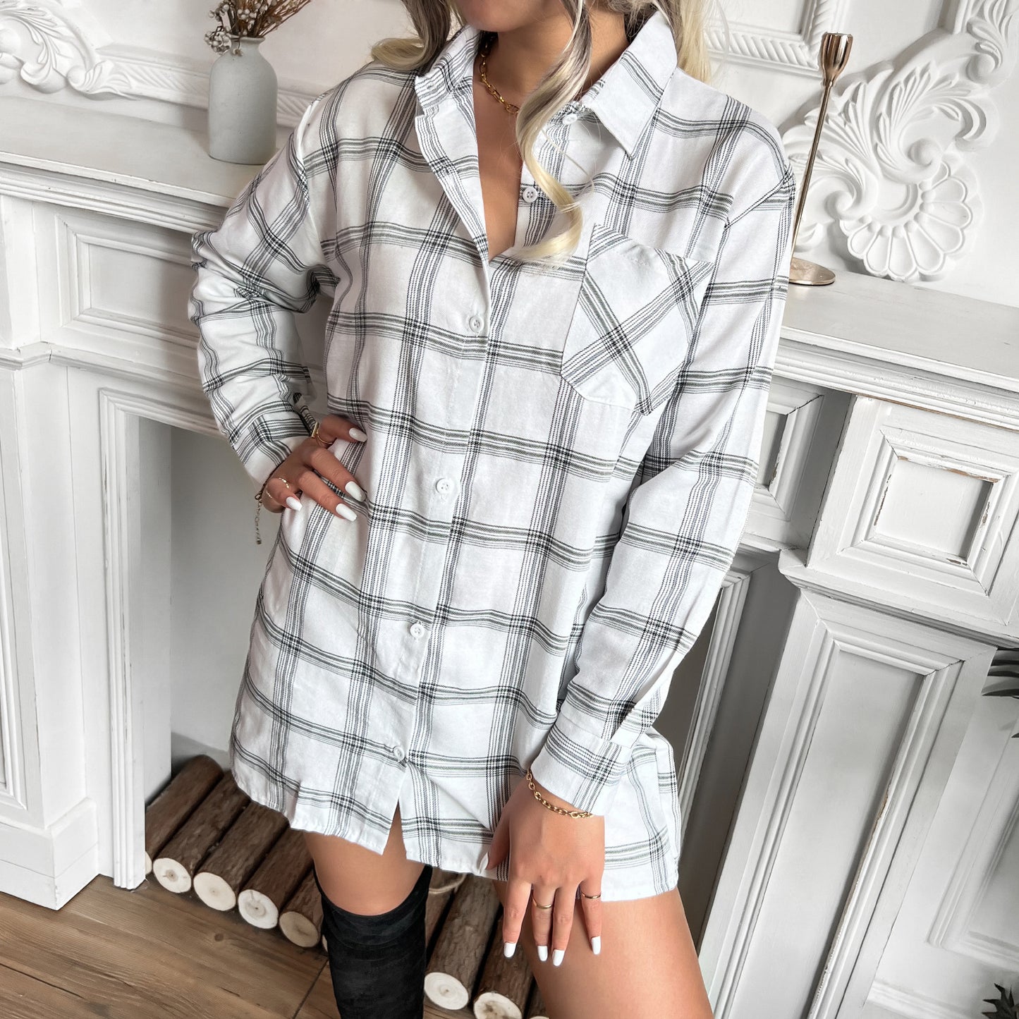 Women  Clothing Coat Collared Shirt Dress